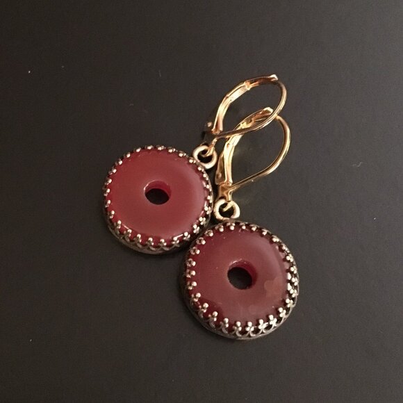 Handmade Jewelry - Carnelian Agate Drop Earrings - Bezel - Lever Back Ear Wires